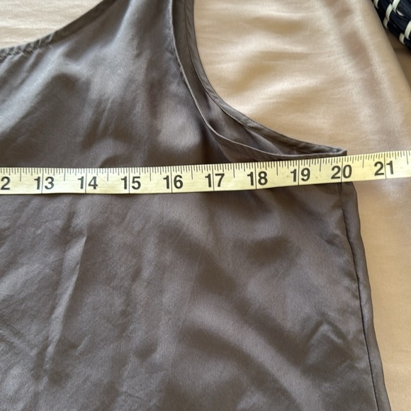 Eileen Fischer Taupe Brown Silk Slip Dress Thin Straps Scoop Neck & Back - Picture 2 of 9
